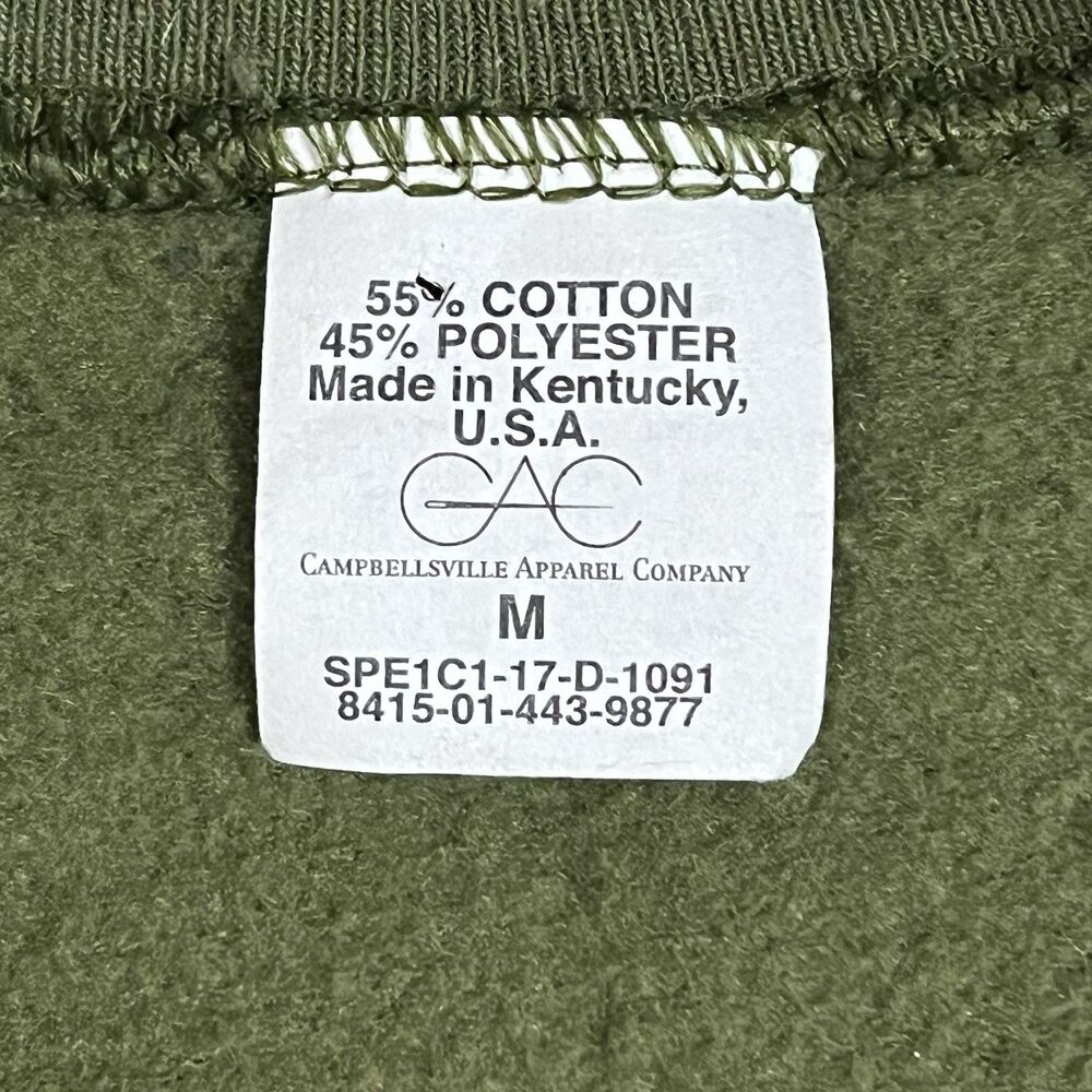 Vtg USMC Sweatshirt Mens Sz M Olive Green Made In USA Marine Corps Pullover - Picture 4 of 9